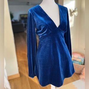 TULAROSA Royal Blue Velvet Mini Dress